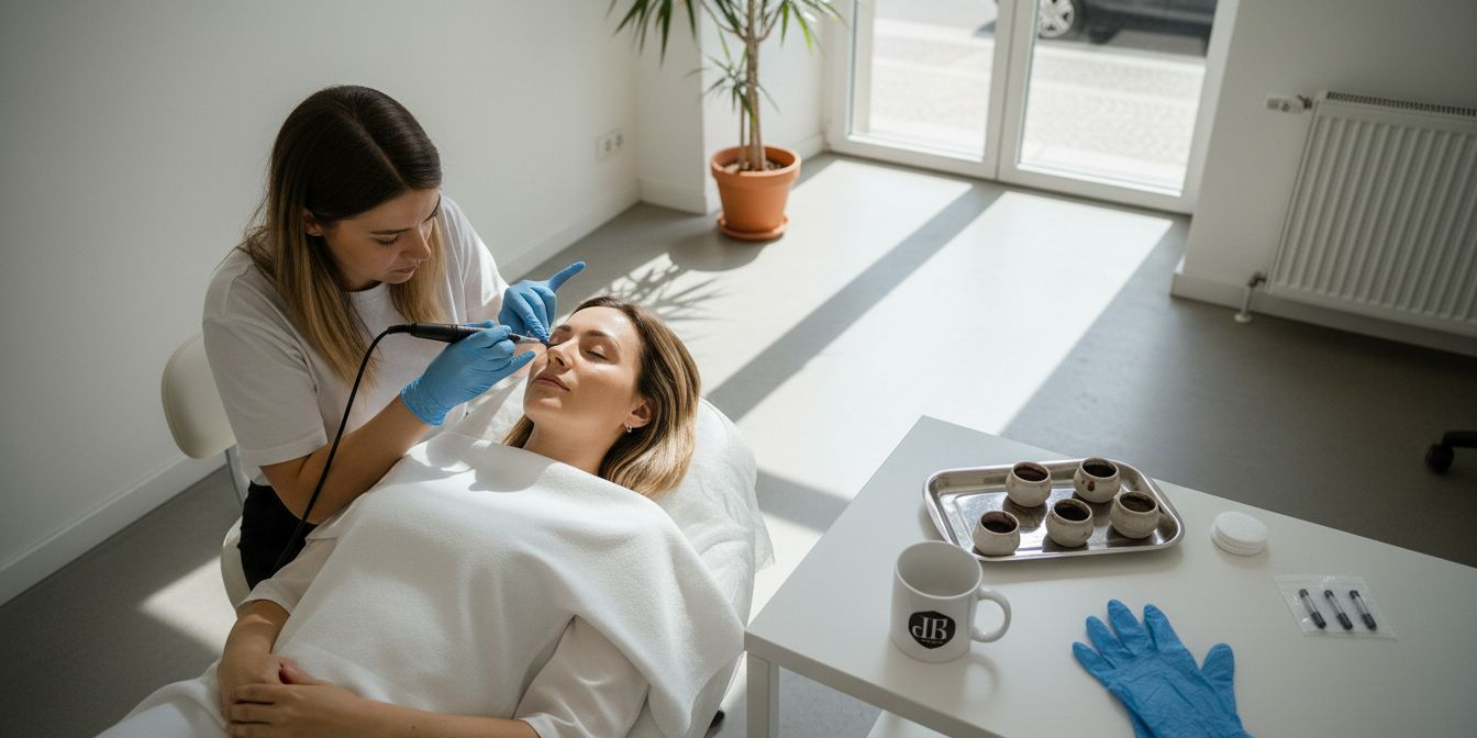 Professionelle Augenbrauen-Permanent-Make-up-Behandlung in unserem Berliner Studio – für perfekt gestylte Brows, die lange halten.
